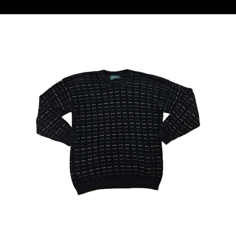 Vintage 90s Tundra Canada Mens Xl Black Chenille Geometric Pattern Sweater